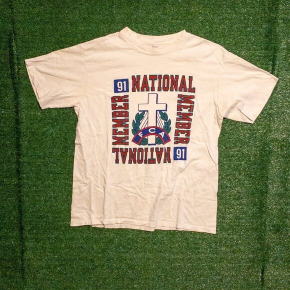 VINTAGE CHAMPION T SHIRT RETRO 1991 FCA FELLOWSHIP OF CHRISTIAN ATHLETES SIZE XL - Picture 6 of 6